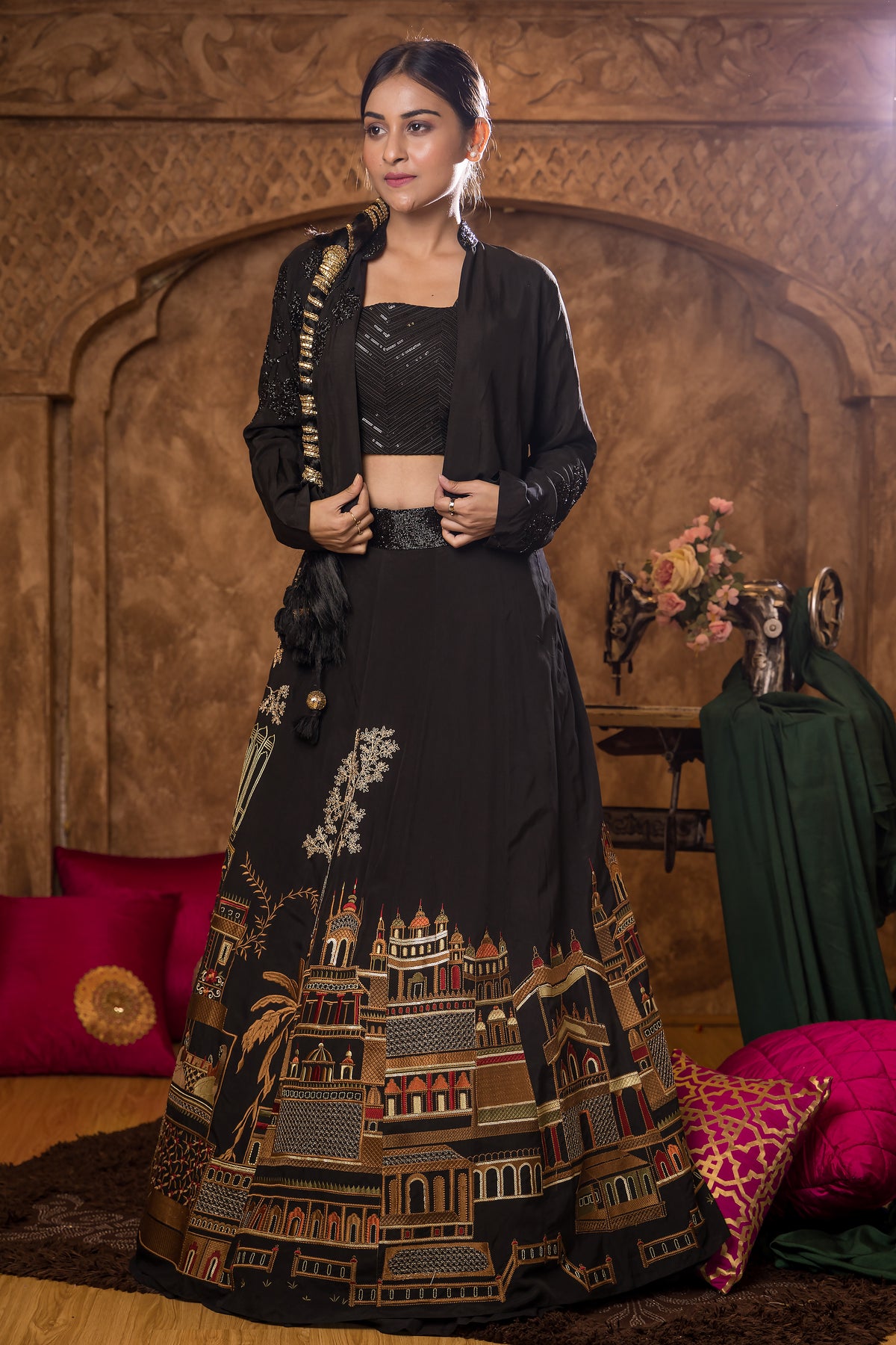 Sacred Suta 3 piece Set, Lahenga with Jacket