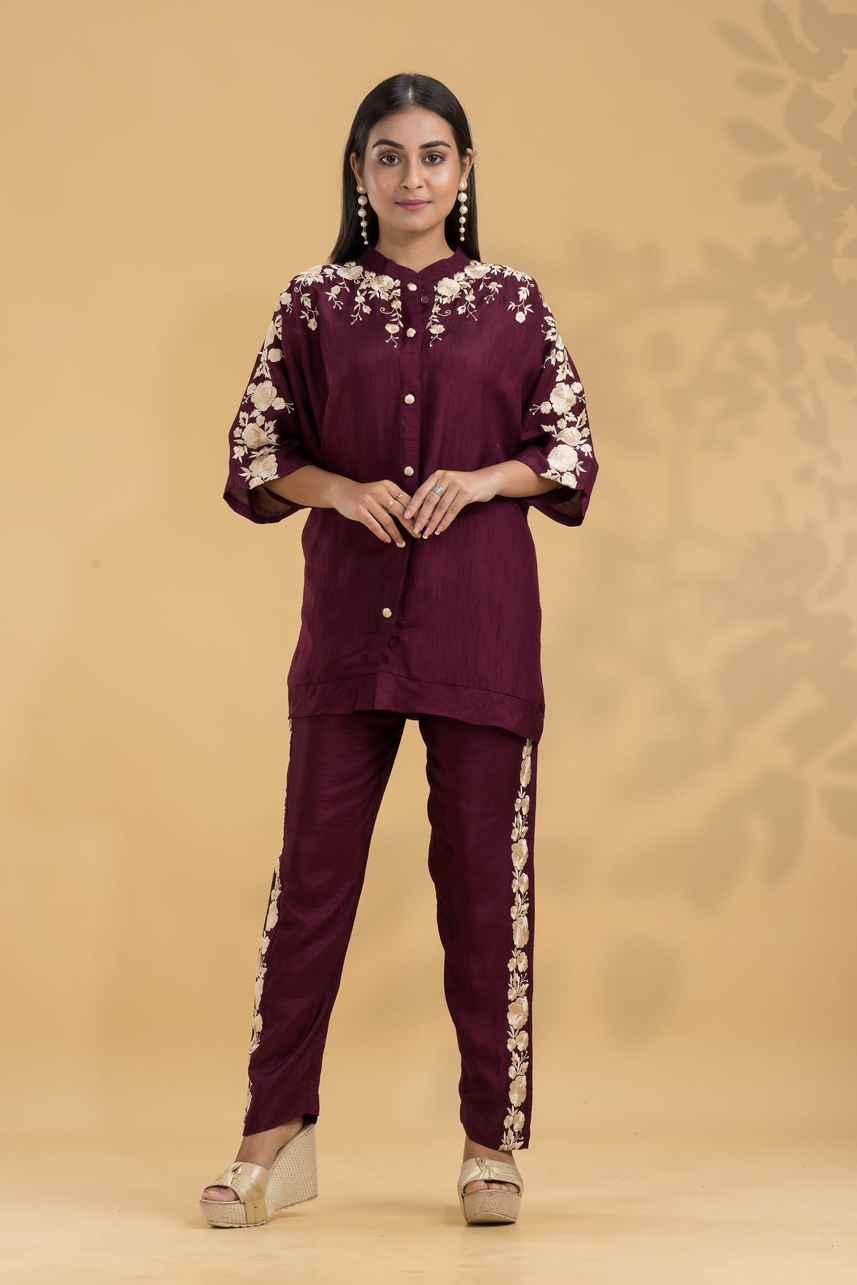 Embroidered Silk Co-ord Set