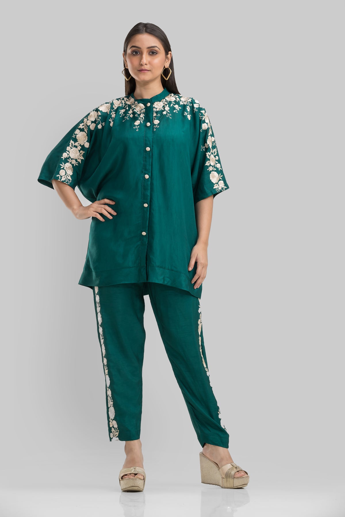 Embroidered Silk Co-ord Set