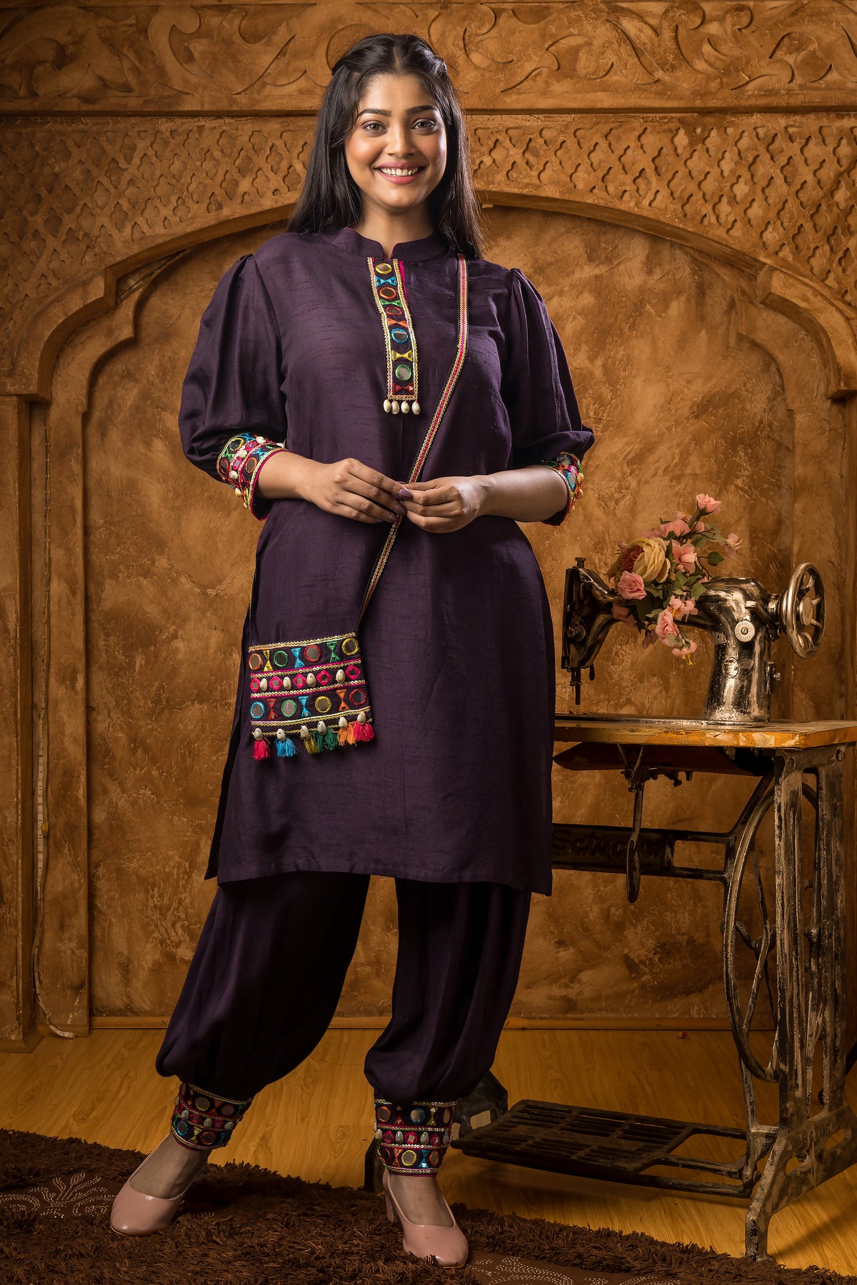 Designer Kurta Set with Matching Bag