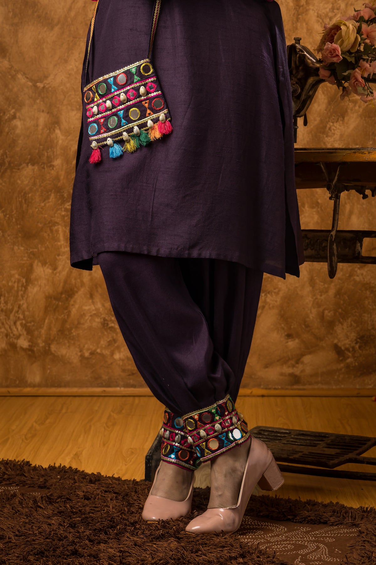 Designer Kurta Set with Matching Bag