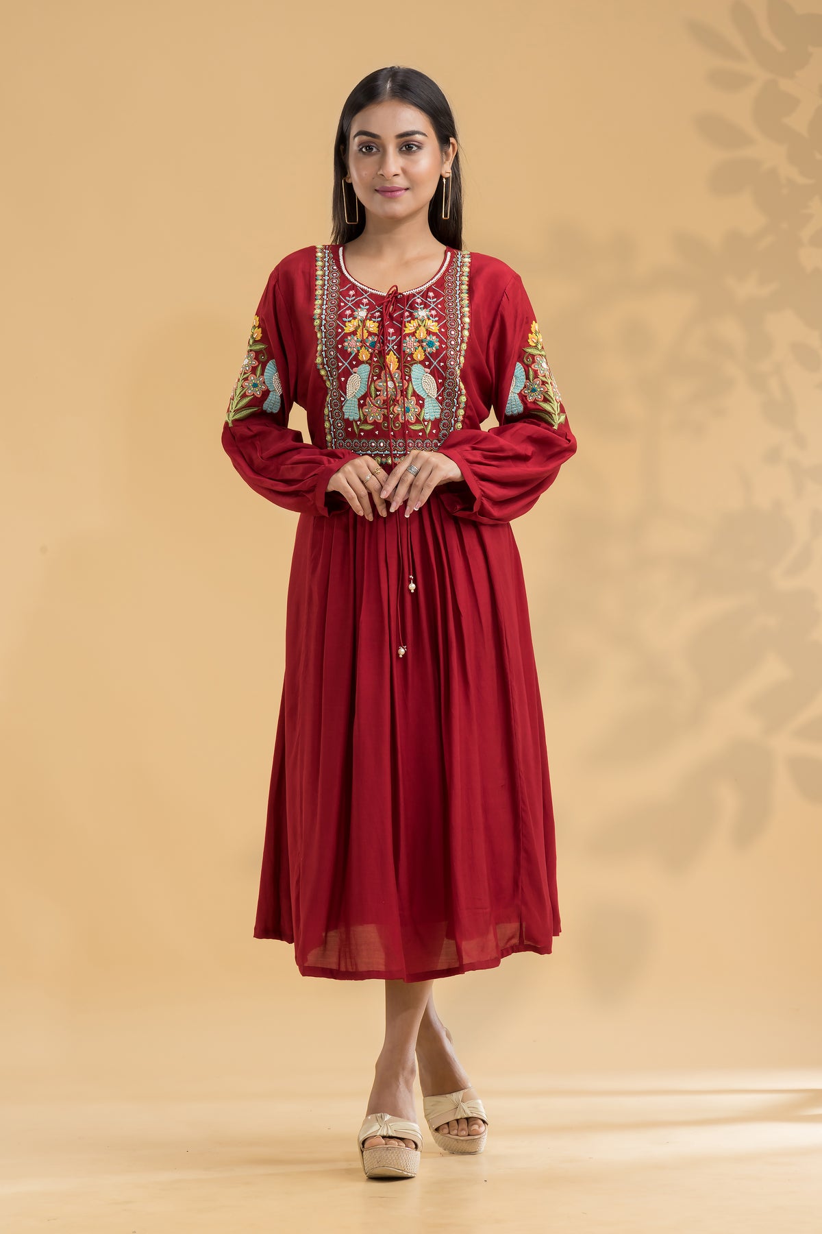 Embroidered Knee length Dress