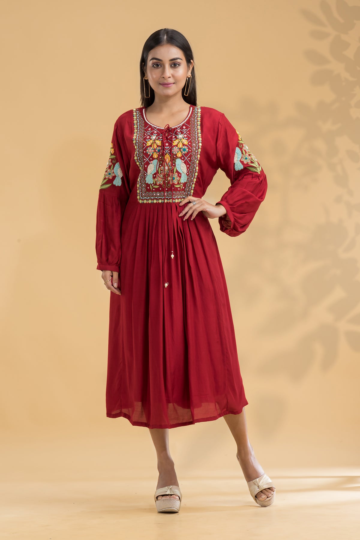 Embroidered Knee length Dress