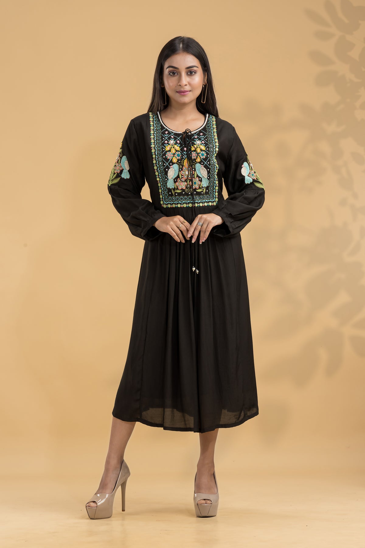 Embroidered Knee length Dress