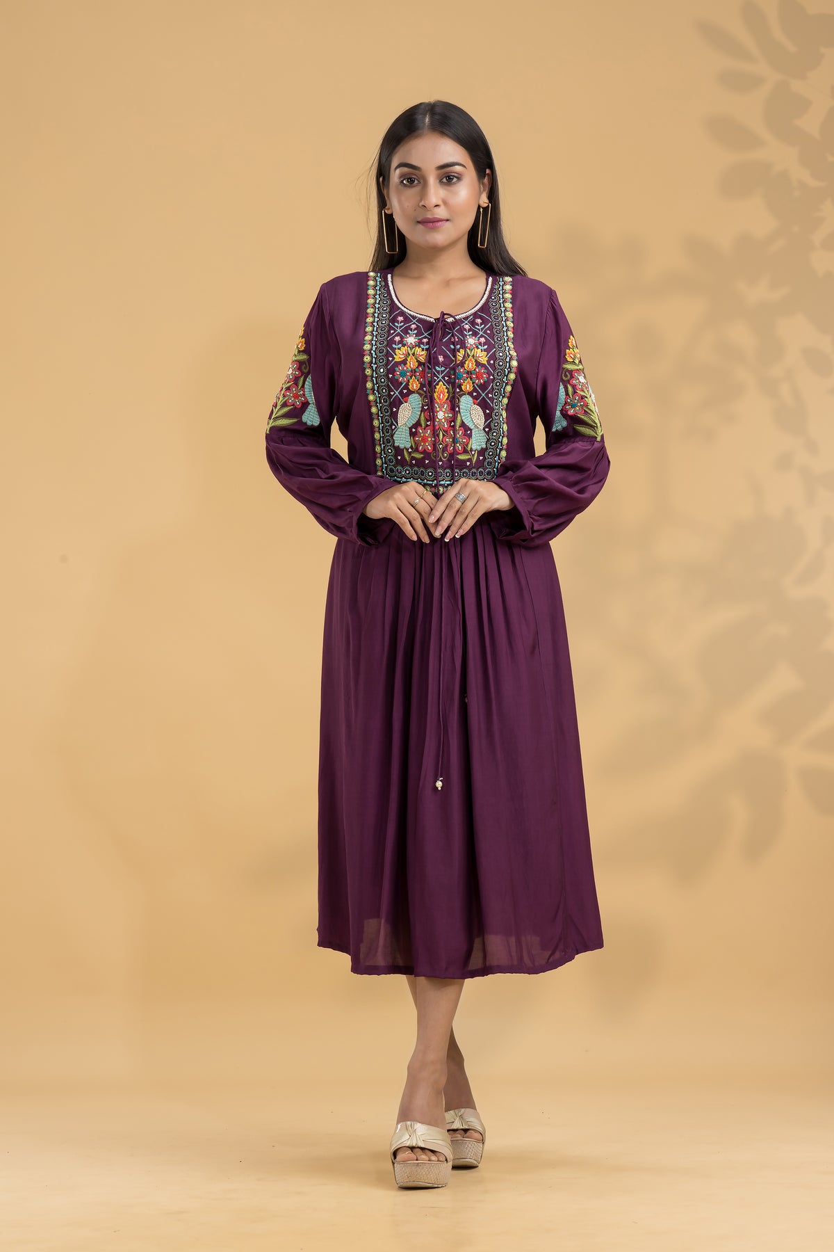 Embroidered Knee length Dress