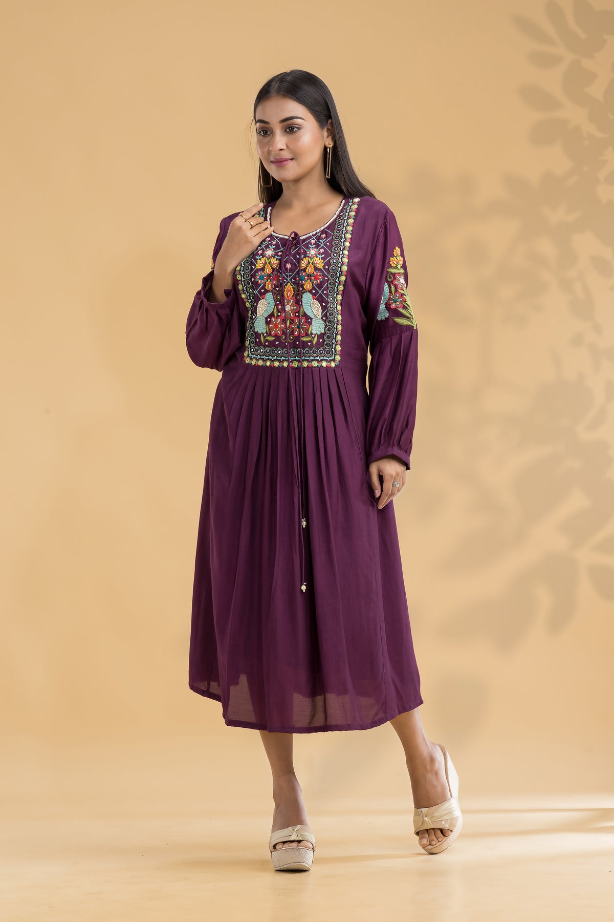 Embroidered Knee length Dress