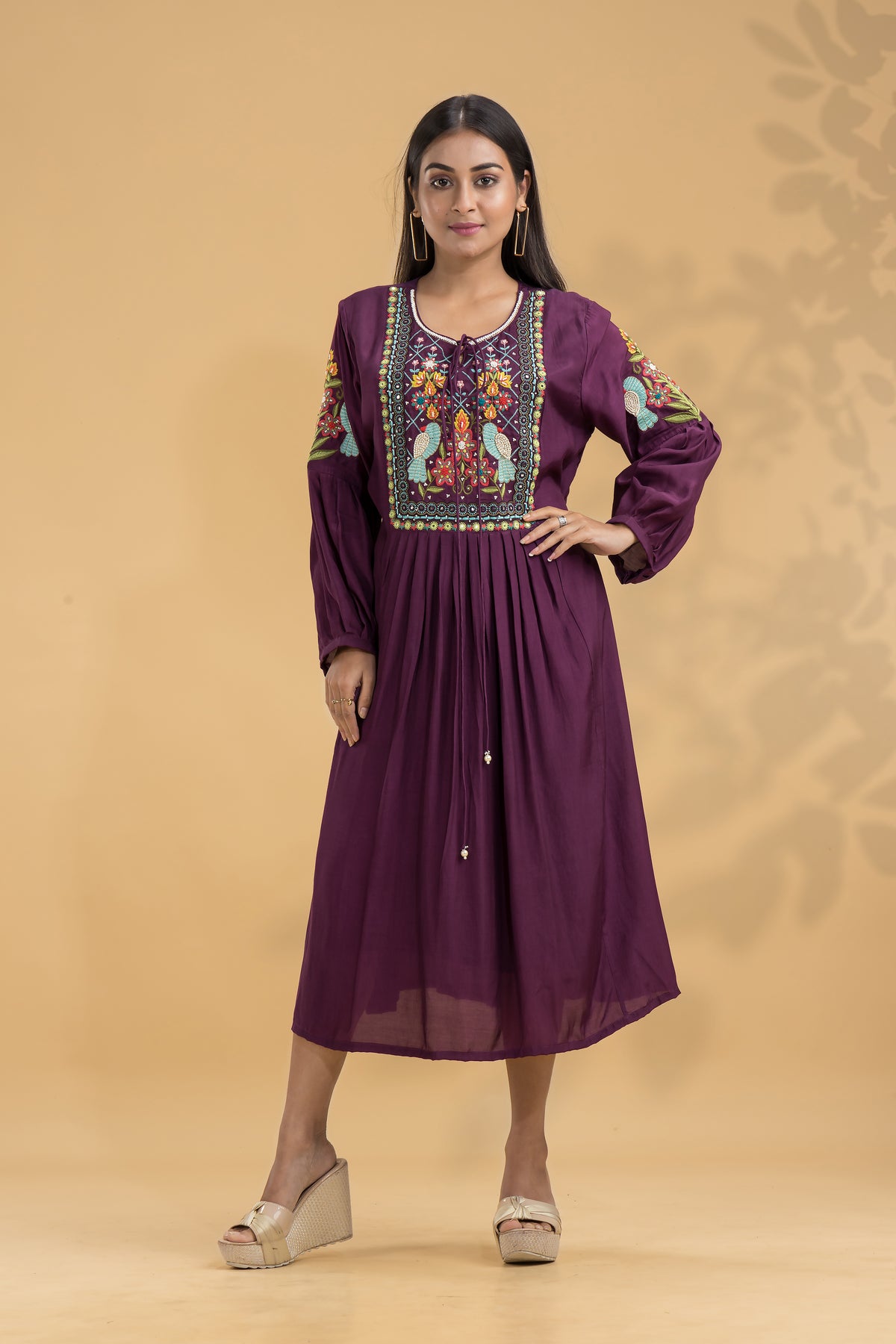 Embroidered Knee length Dress