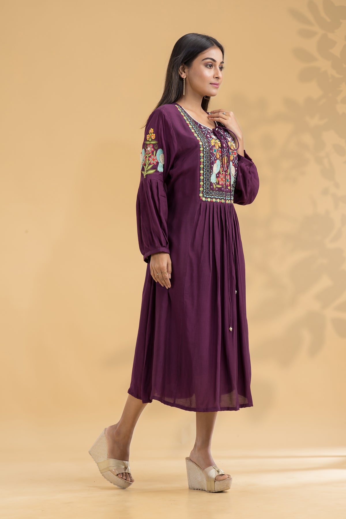 Embroidered Knee length Dress