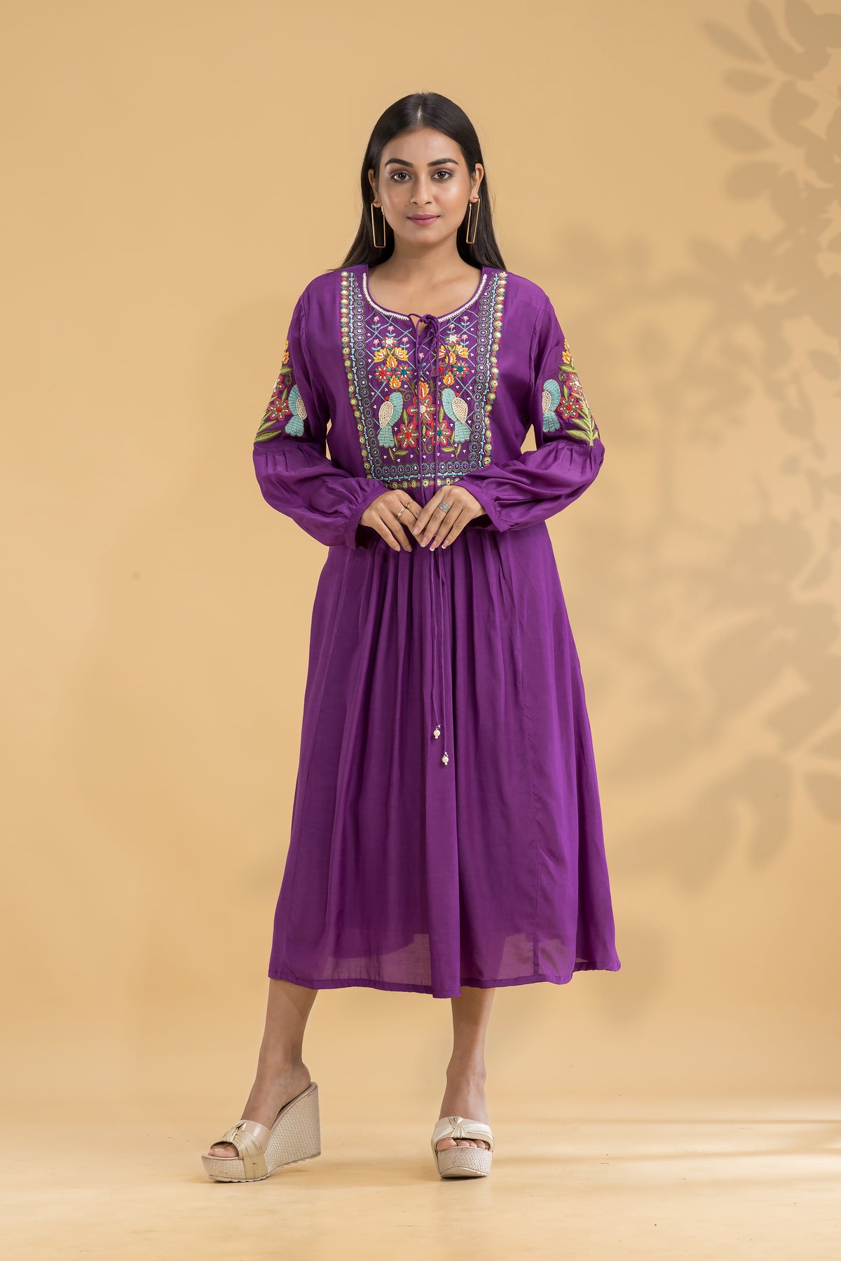 Embroidered Knee length Dress