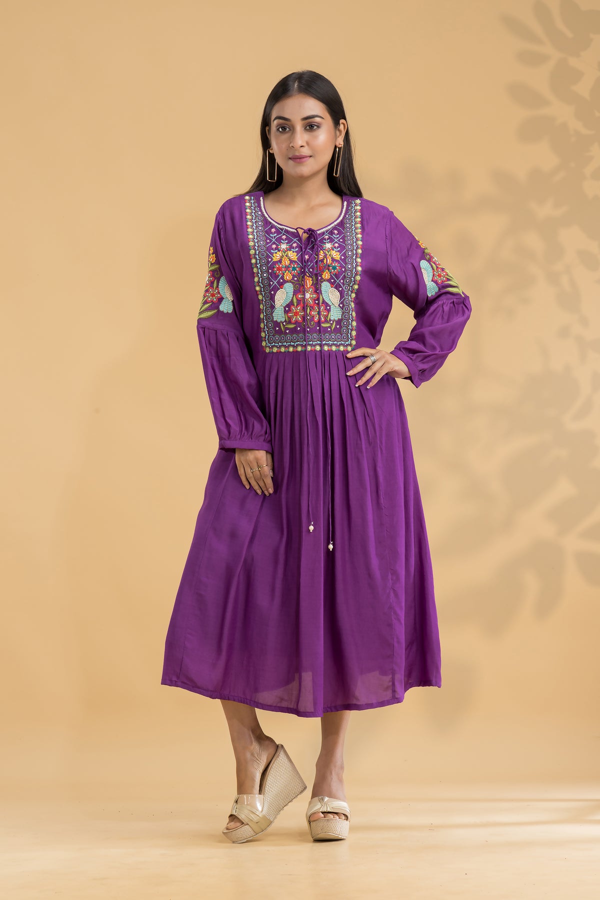 Embroidered Knee length Dress