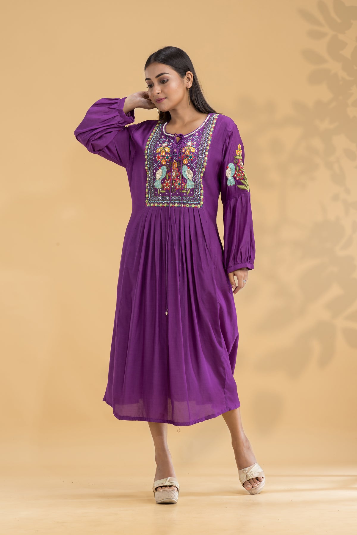 Embroidered Knee length Dress