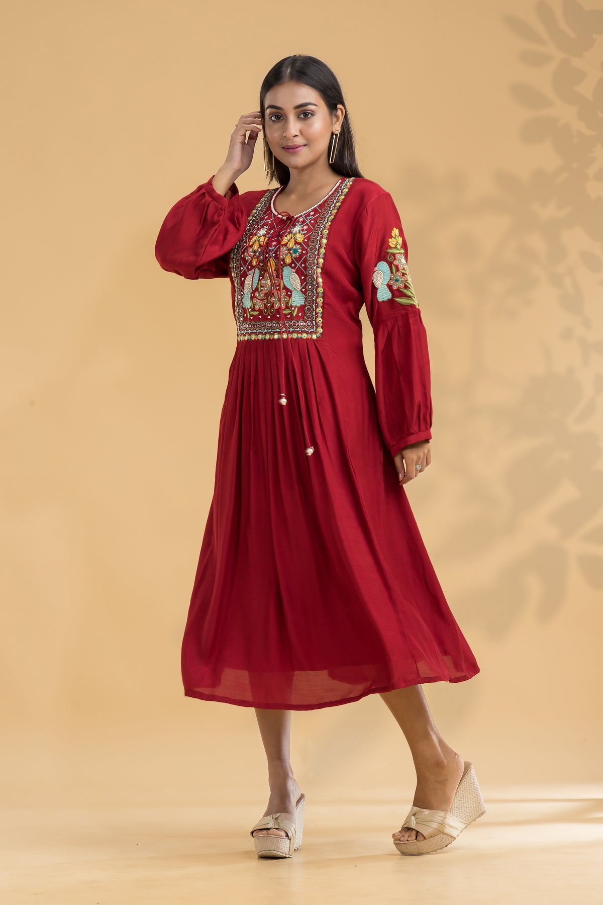 Embroidered Knee length Dress