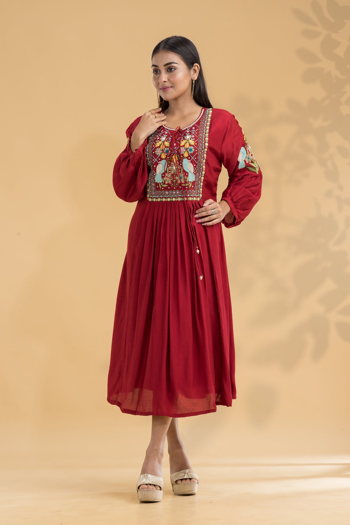 Embroidered Knee length Dress