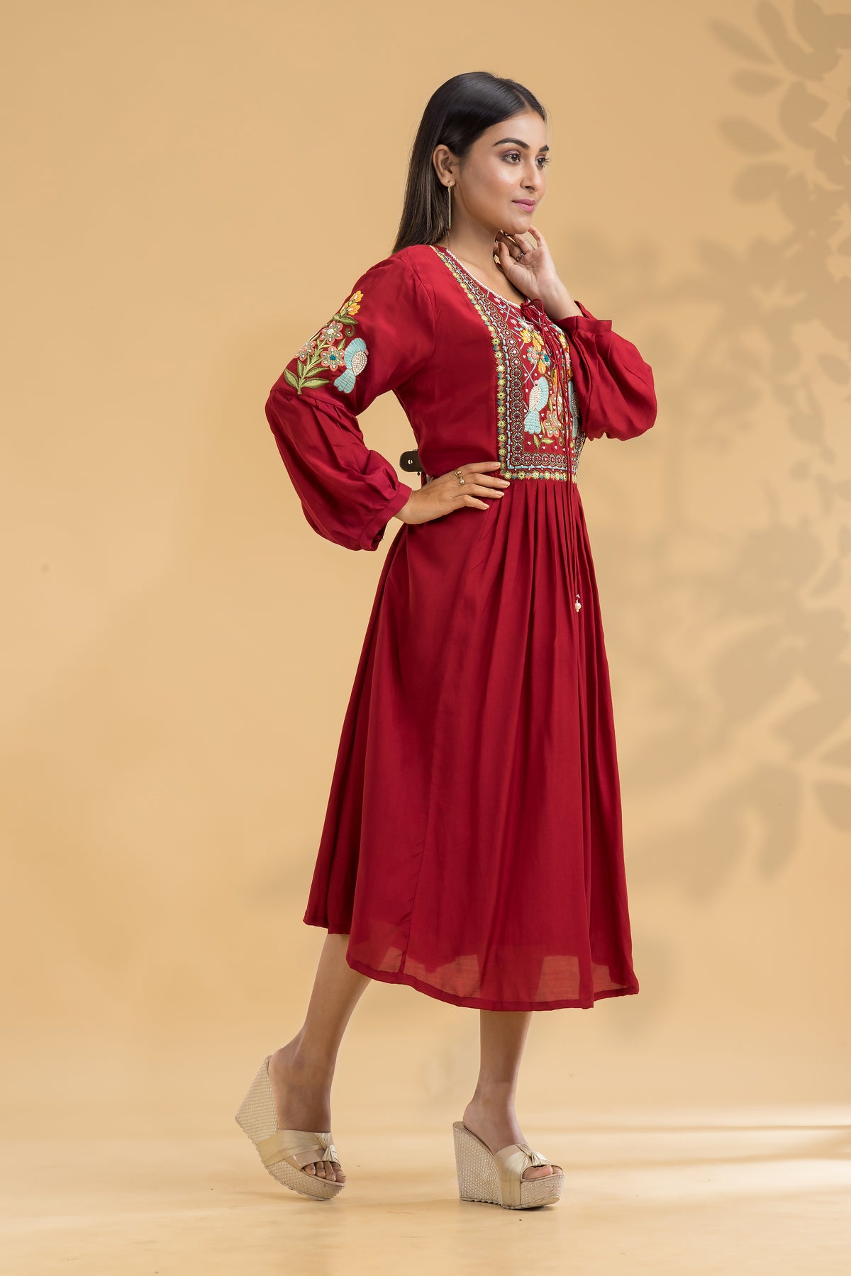 Embroidered Knee length Dress