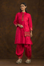 Red Kurta and Pant Set with Matching bag