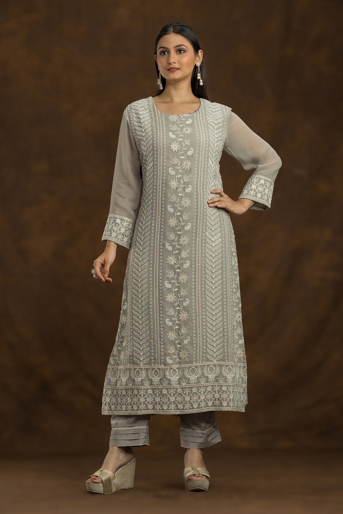 Designer Chikan kari Kurta set