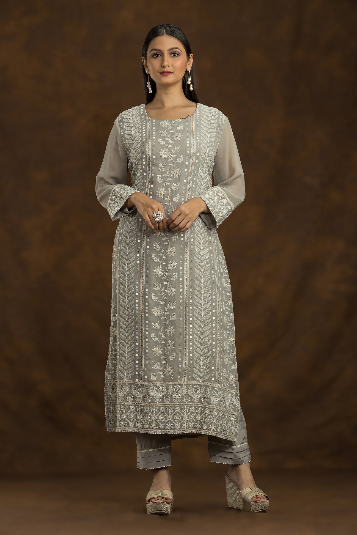 Designer Chikan kari Kurta set