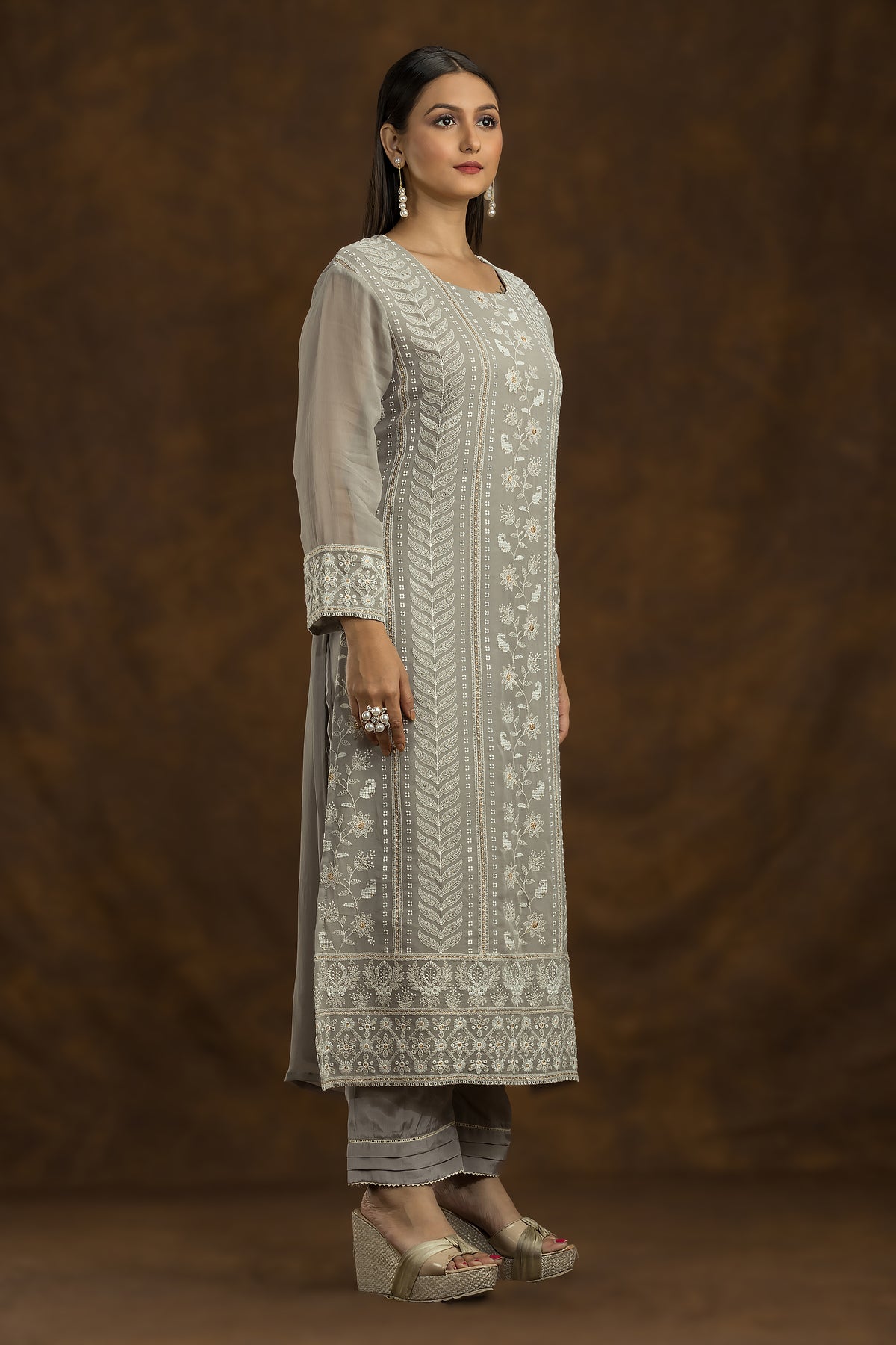 Designer Chikan kari Kurta set