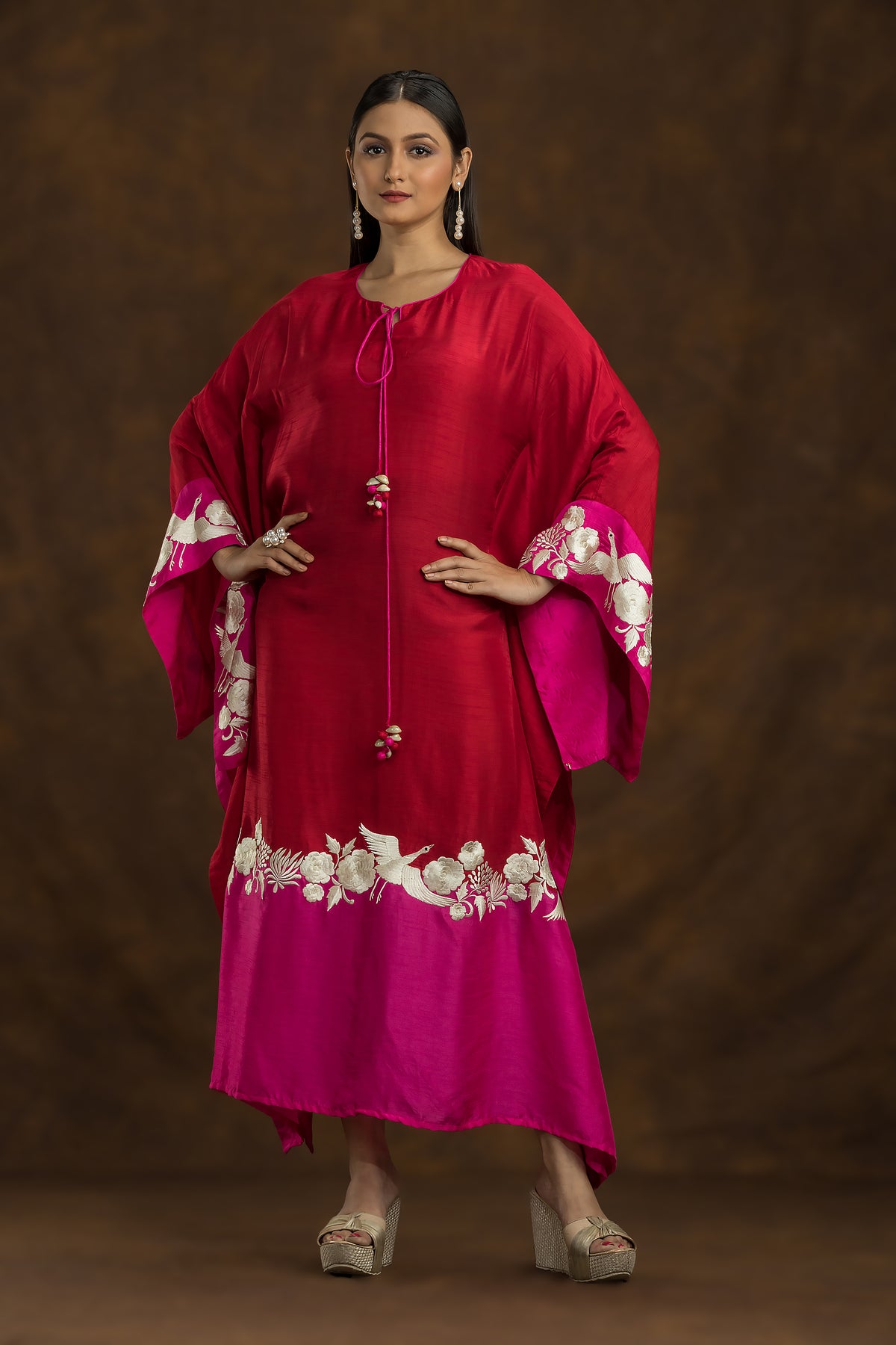 Machine Embroidered Kaftan Dress