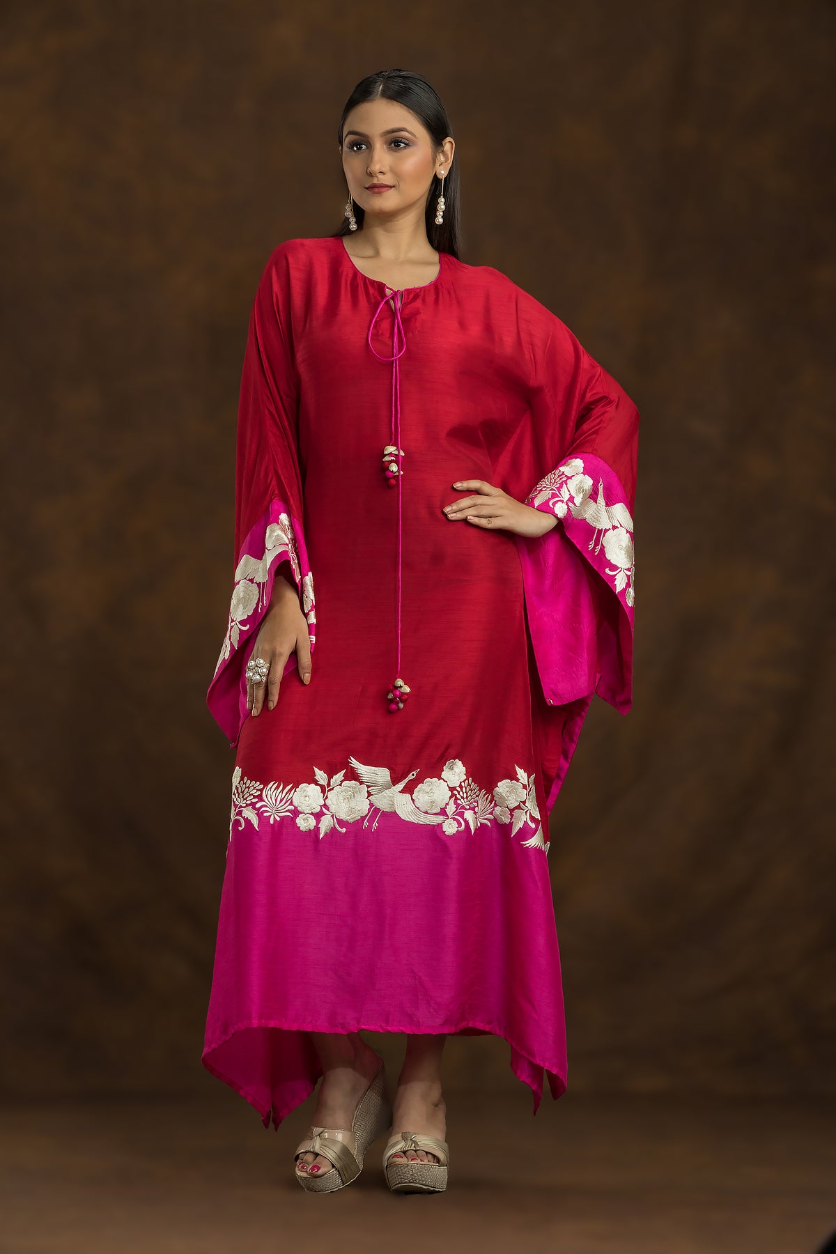 Machine Embroidered Kaftan Dress