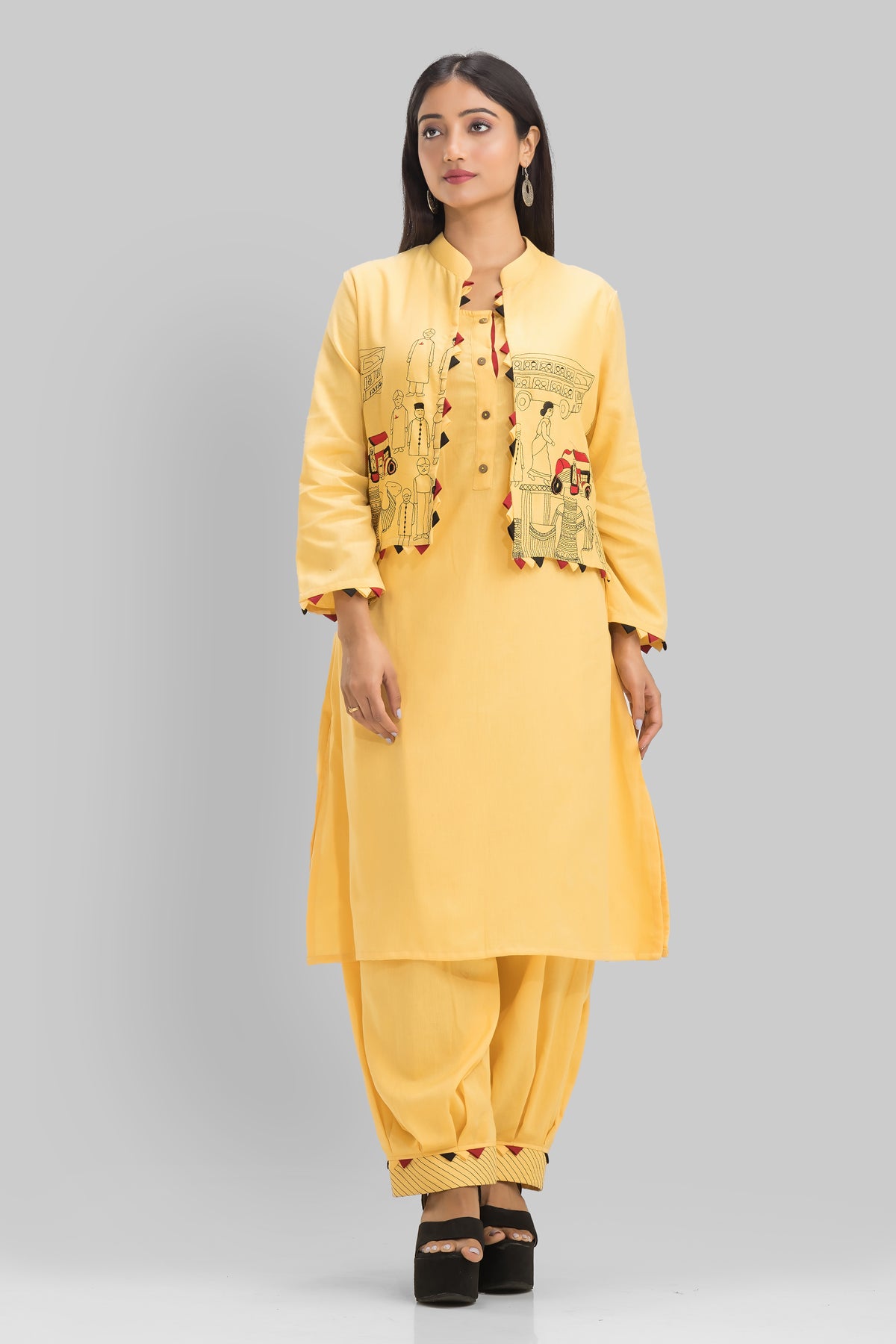 Designer Kurta & Afghani Pant set with Jacket