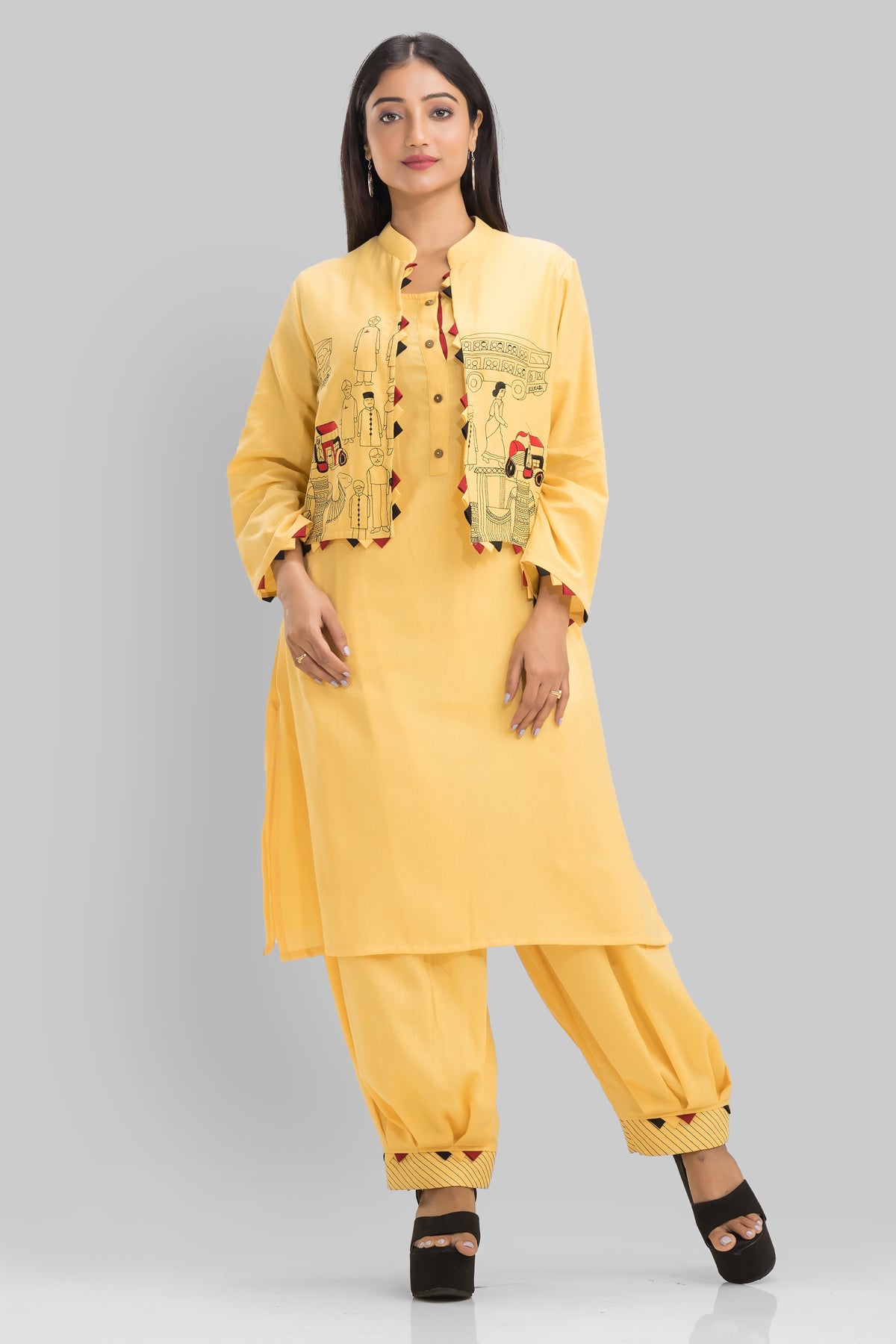 Designer Kurta & Afghani Pant set with Jacket