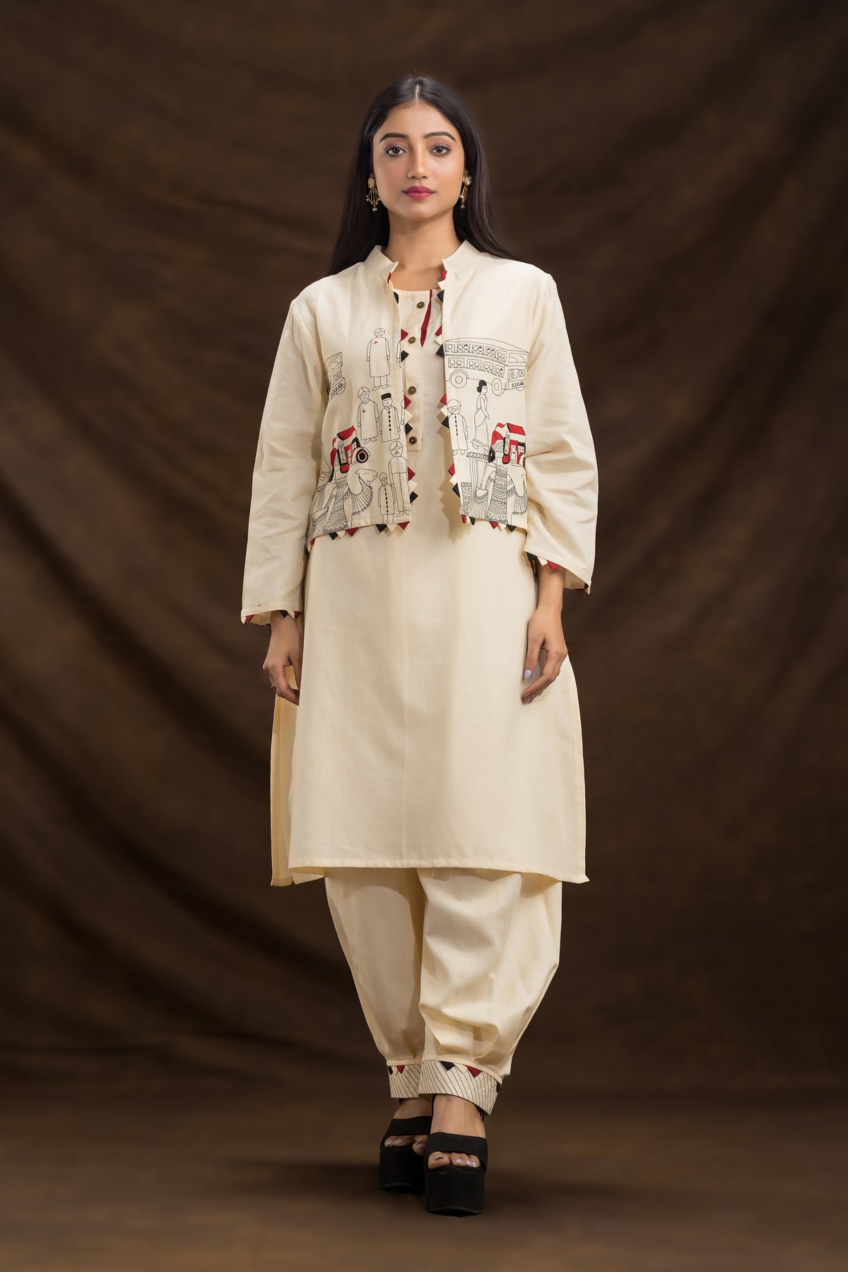 Designer Kurta & Afghani Pant set with Jacket