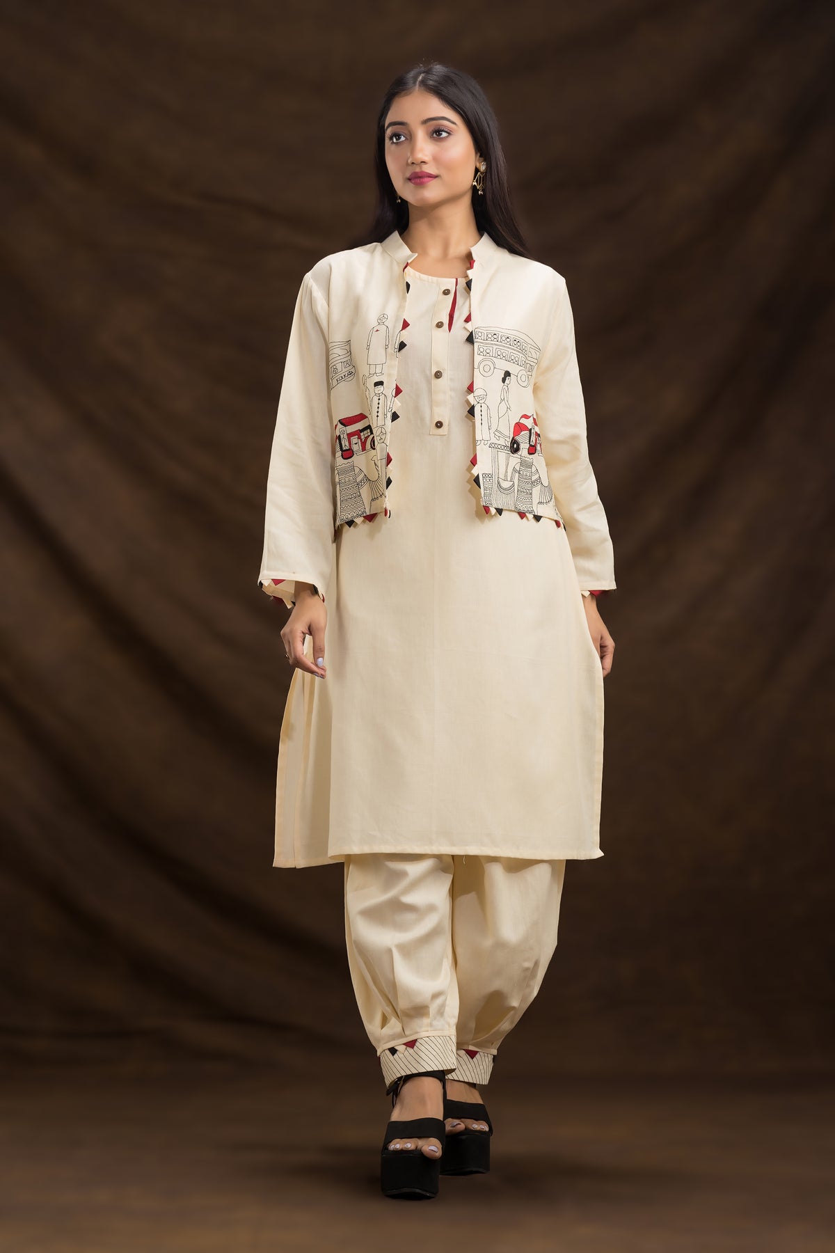 Designer Kurta & Afghani Pant set with Jacket