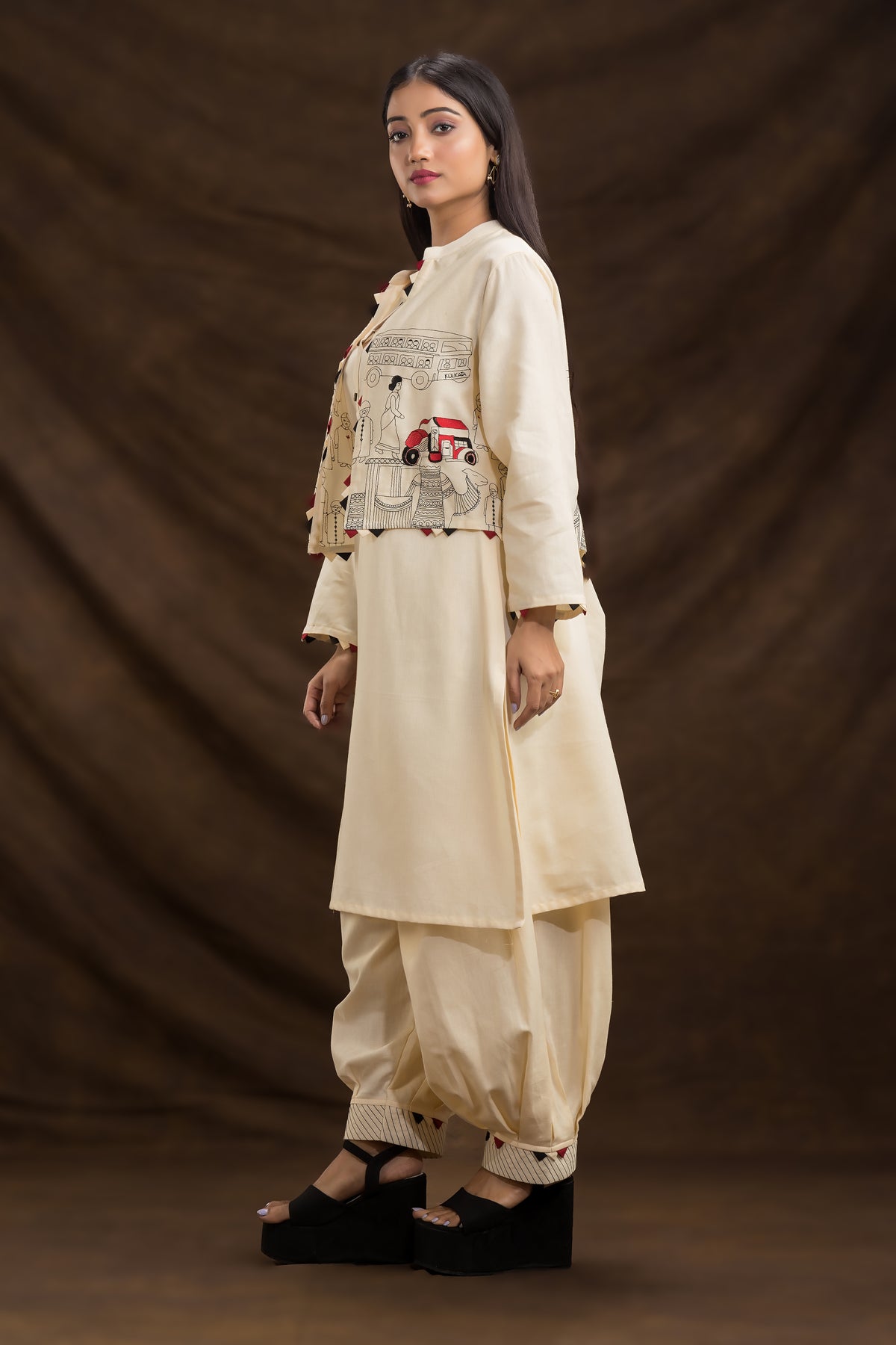 Designer Kurta & Afghani Pant set with Jacket