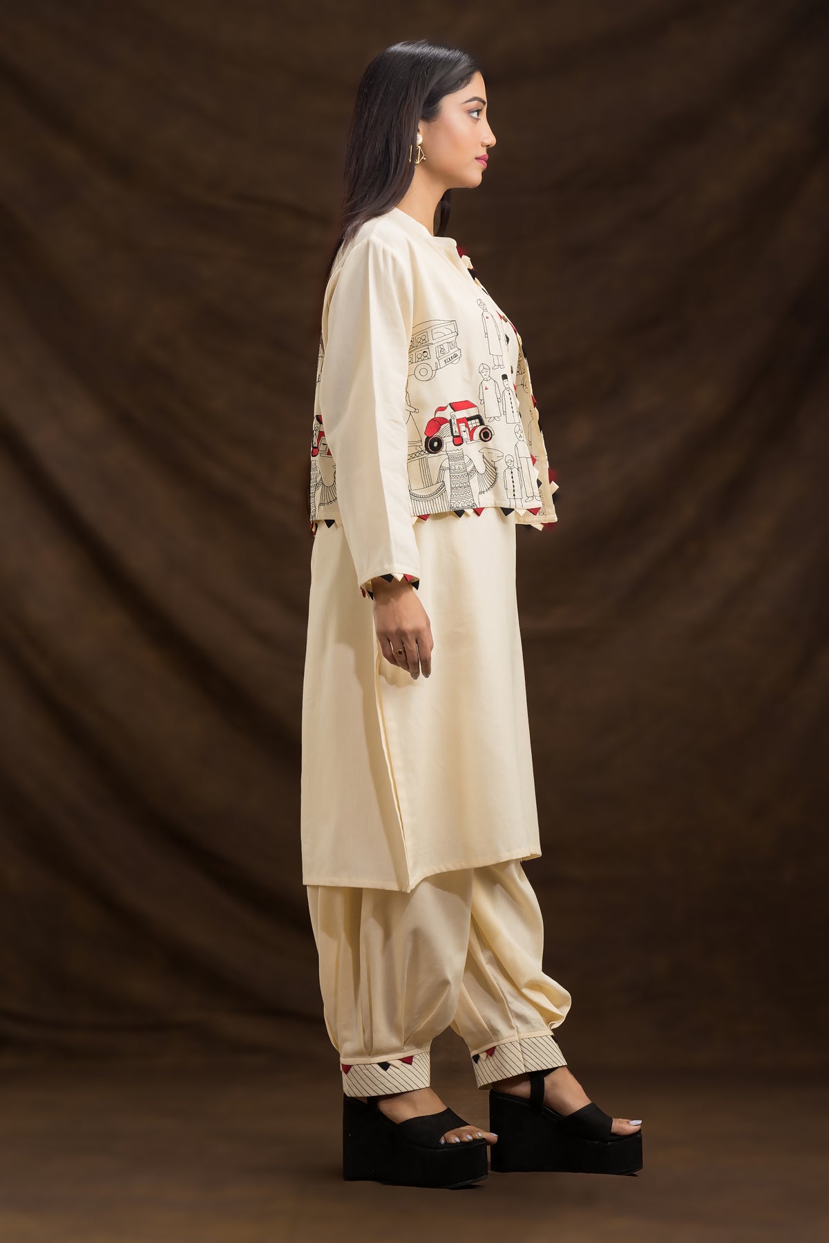 Designer Kurta & Afghani Pant set with Jacket