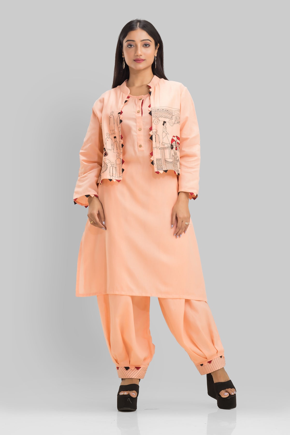 Designer Kurta & Afghani Pant set with Jacket