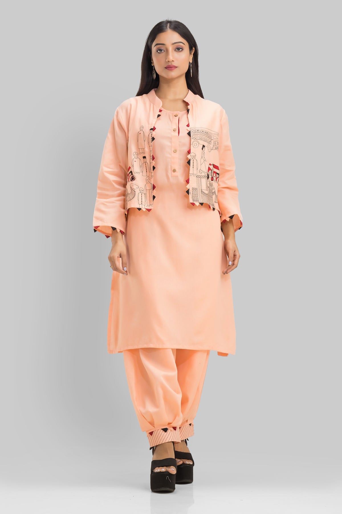 Designer Kurta & Afghani Pant set with Jacket