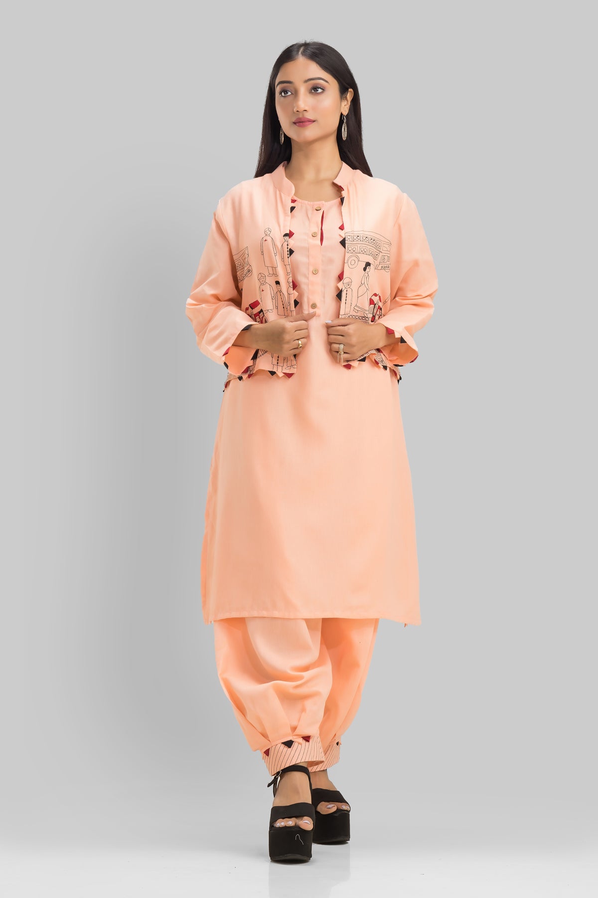 Designer Kurta & Afghani Pant set with Jacket