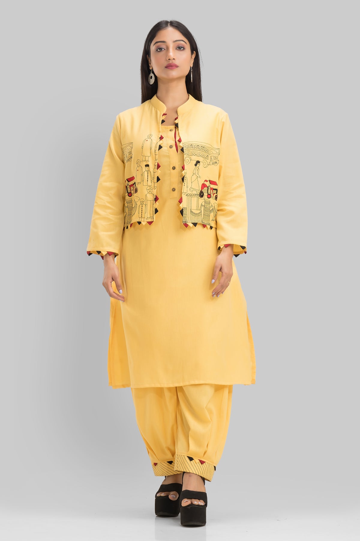 Designer Kurta & Afghani Pant set with Jacket