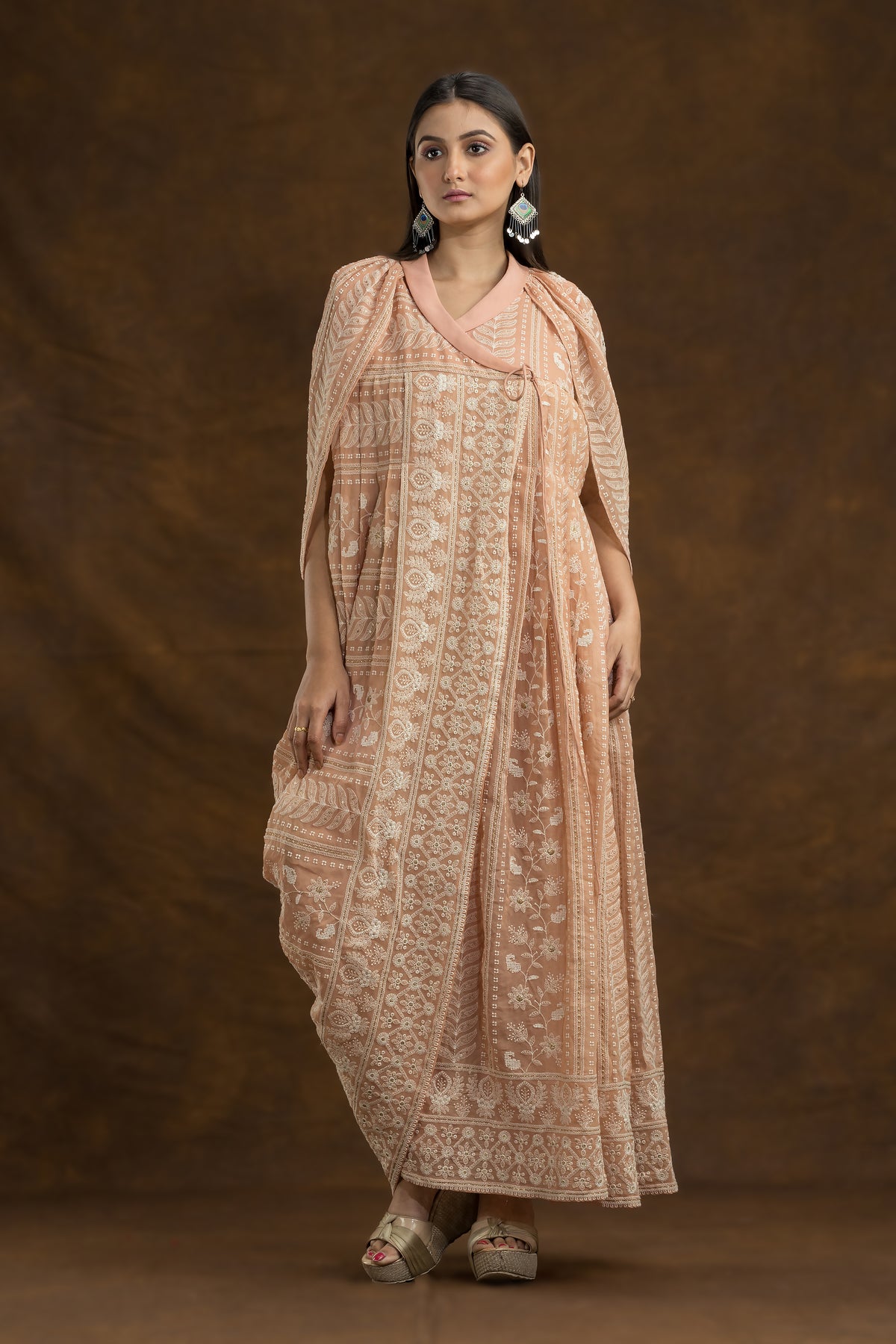 Embroidered Indo-Western Set, Angrakha top and pant