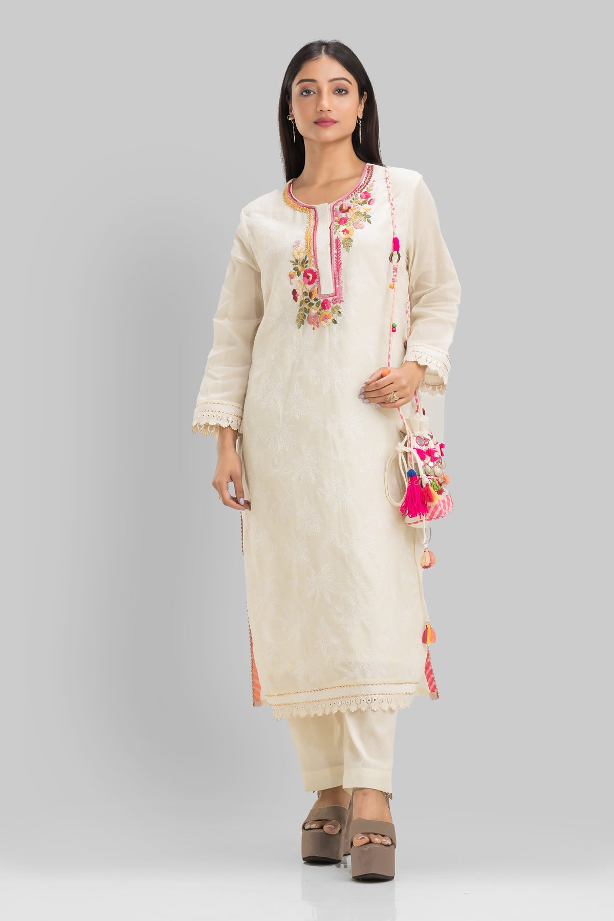 Designer Kurta Set with Potli Bag