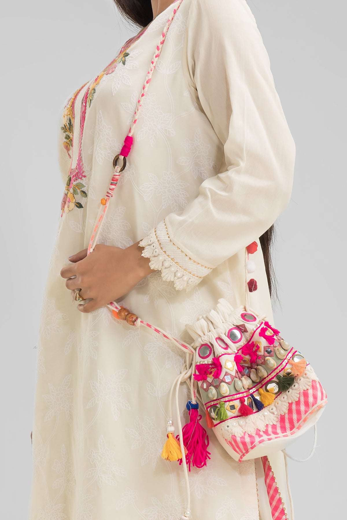 Designer Kurta Set with Potli Bag