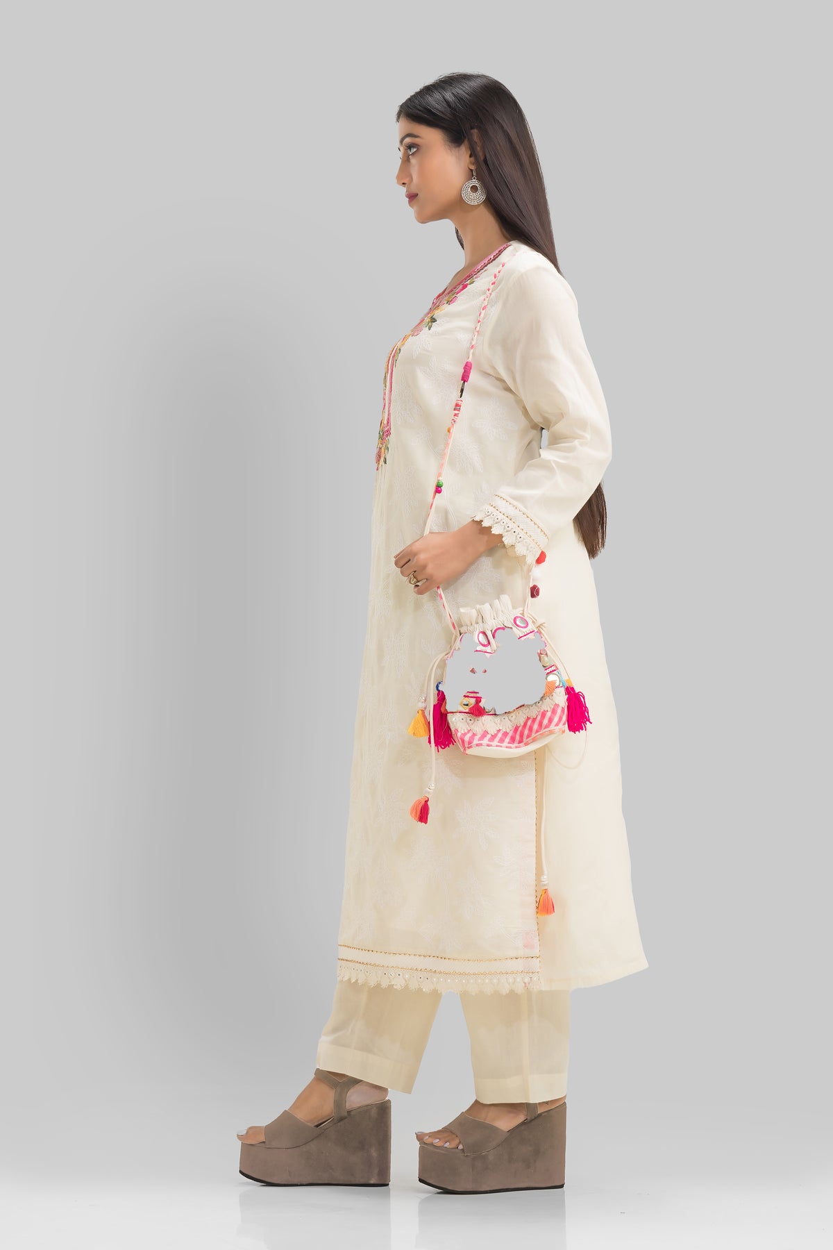 Designer Kurta Set with Potli Bag