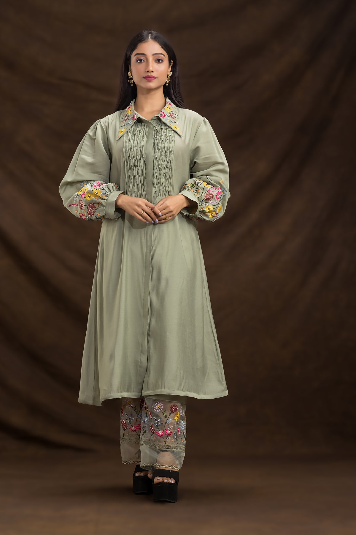 Designer Collared Kurta Set