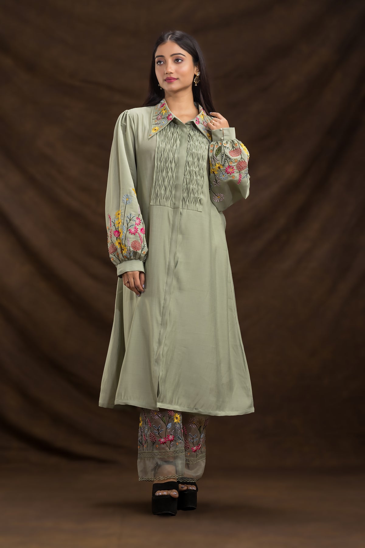 Designer Collared Kurta Set