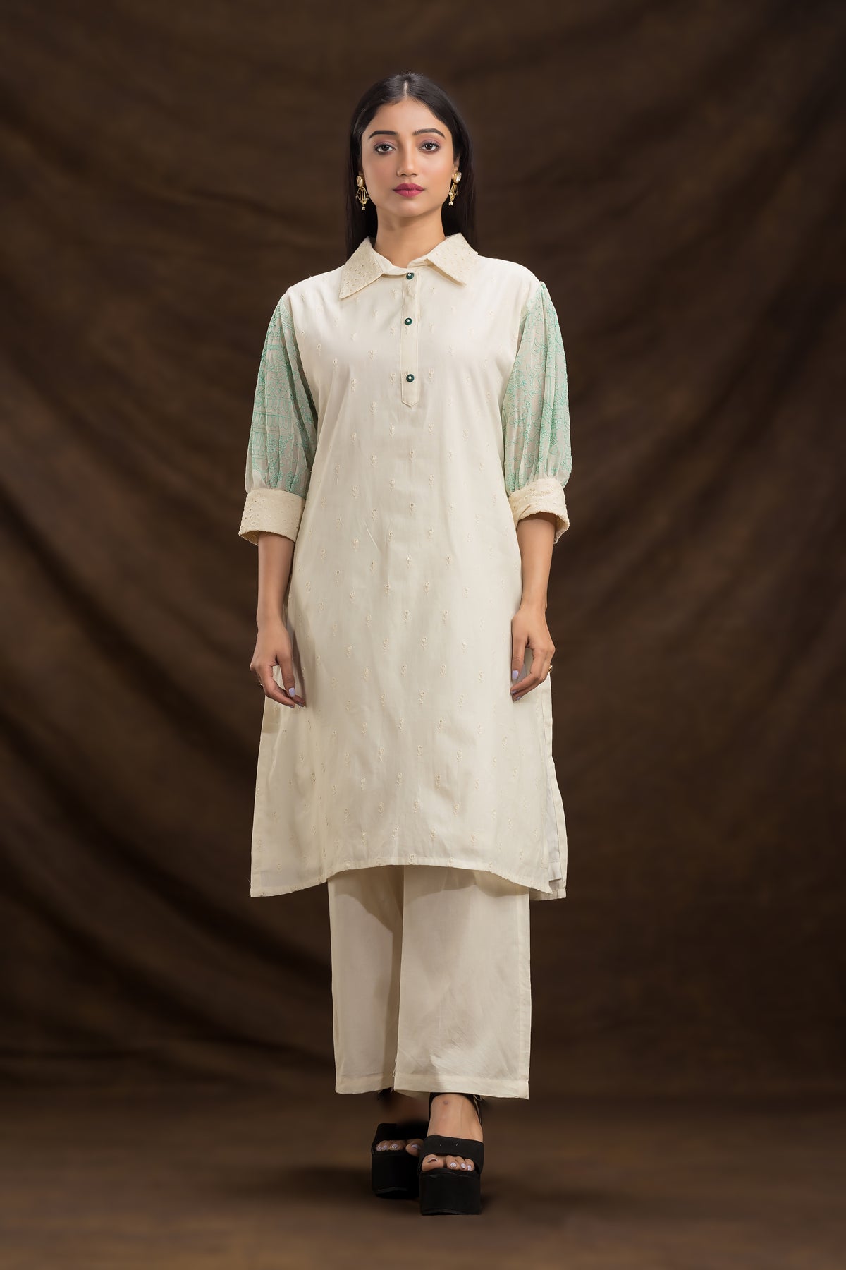 Designer Kurta Set with Puff Sleeves