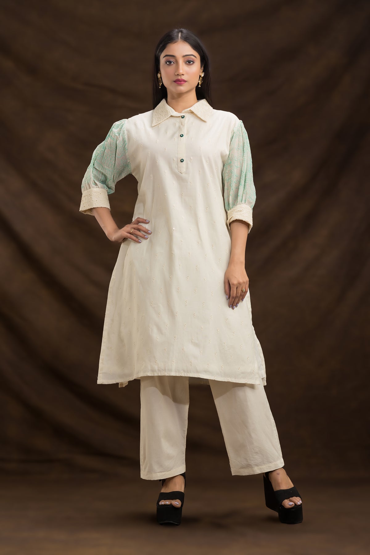 Designer Kurta Set with Puff Sleeves