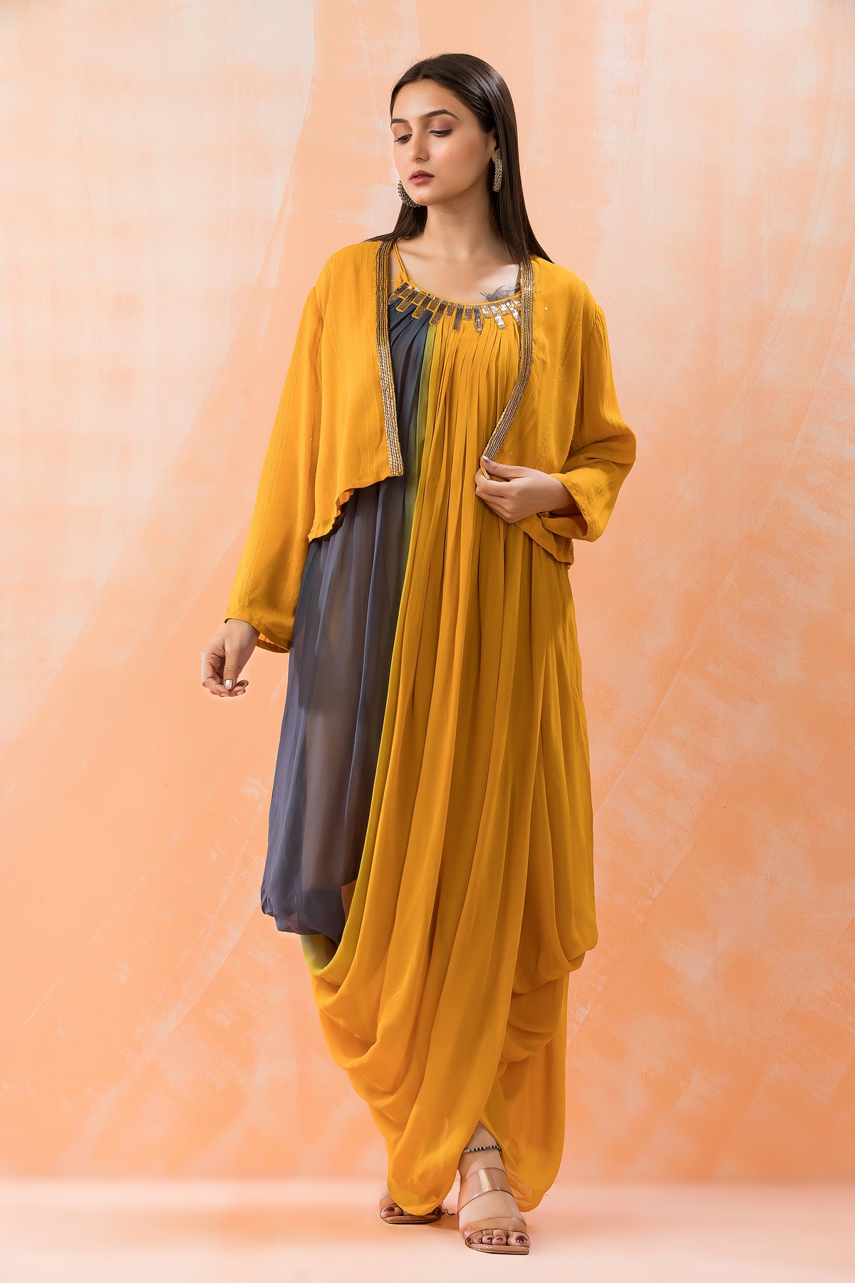 Designer Cowl Drape Dress