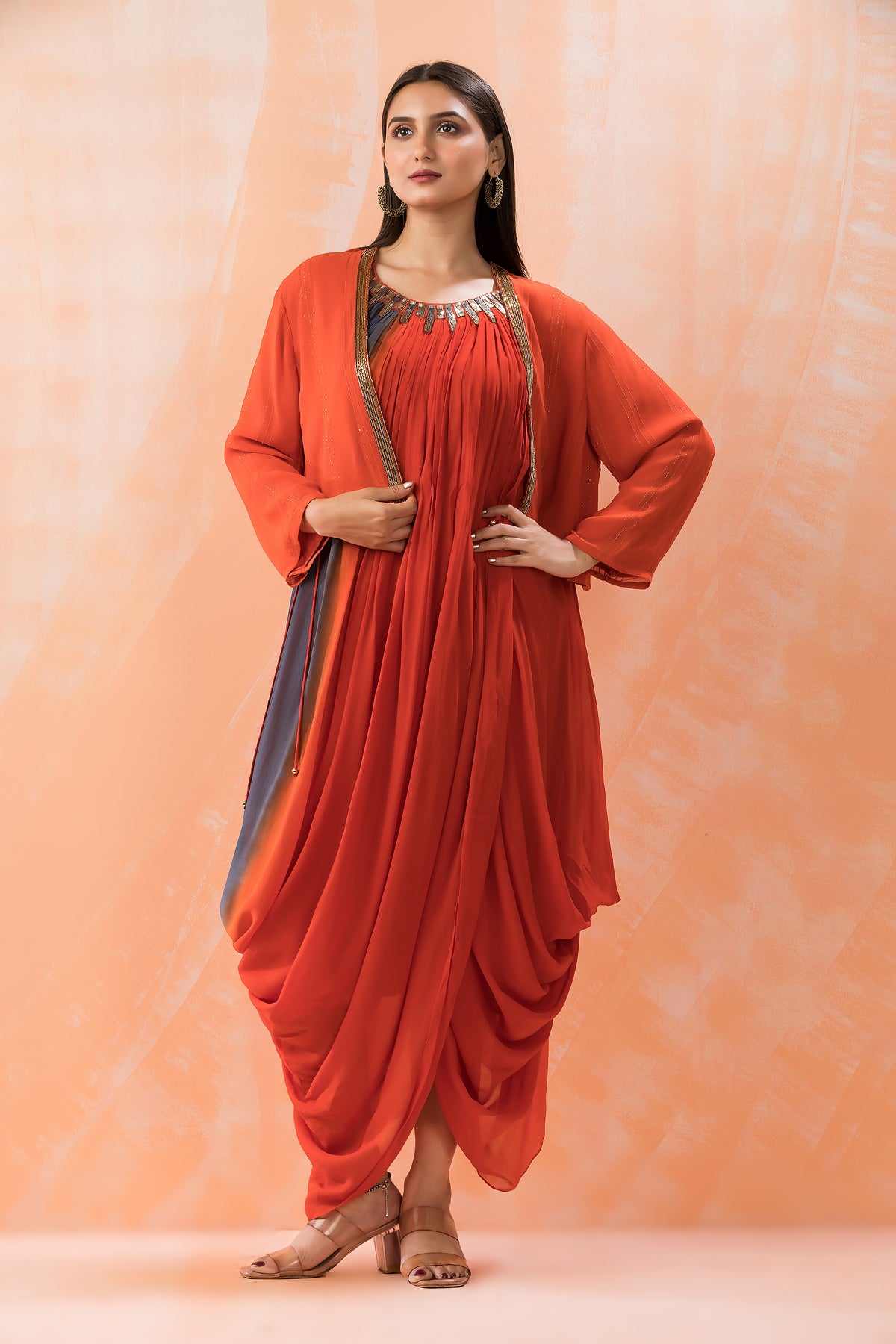 Designer Cowl Drape Dress