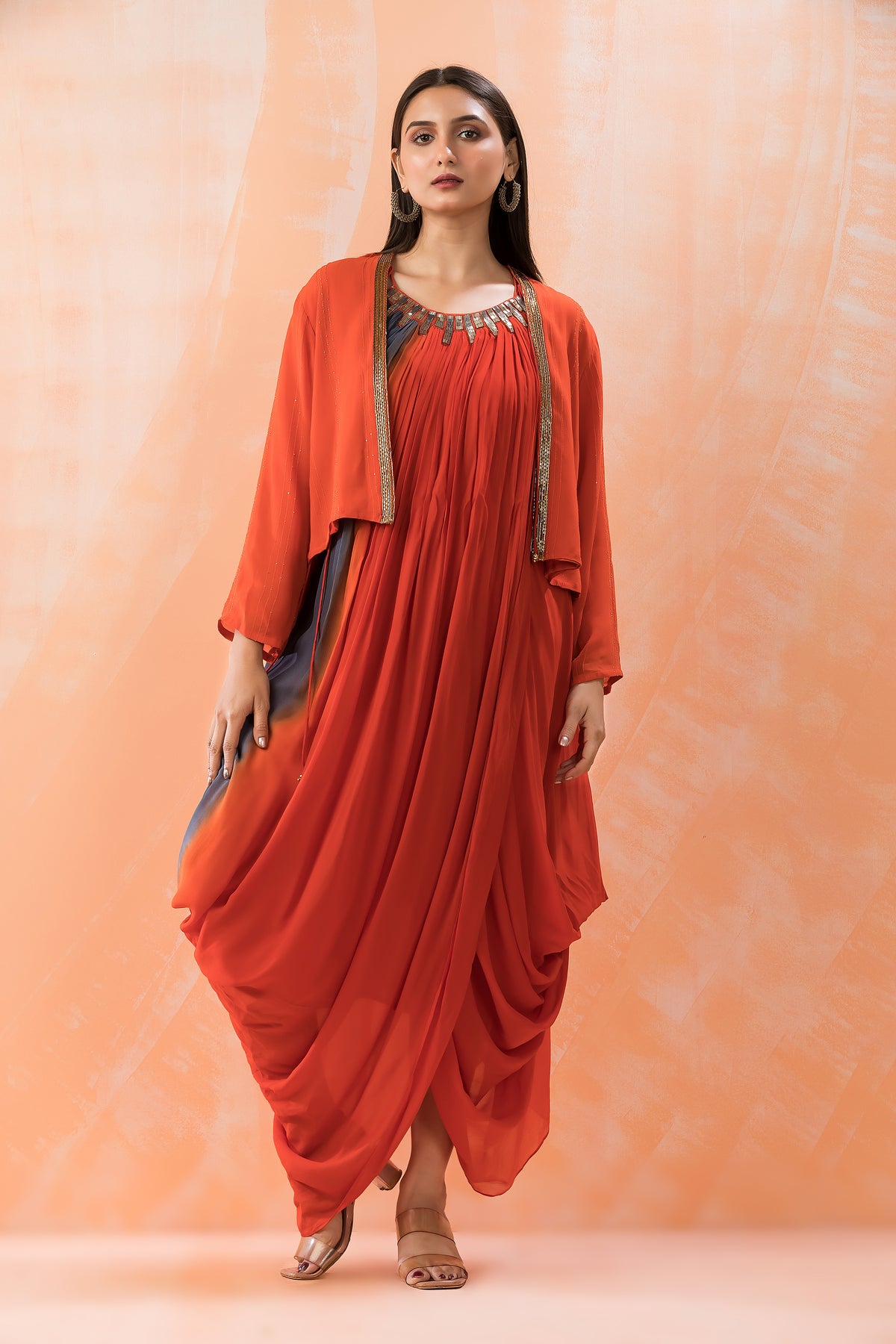 Designer Cowl Drape Dress