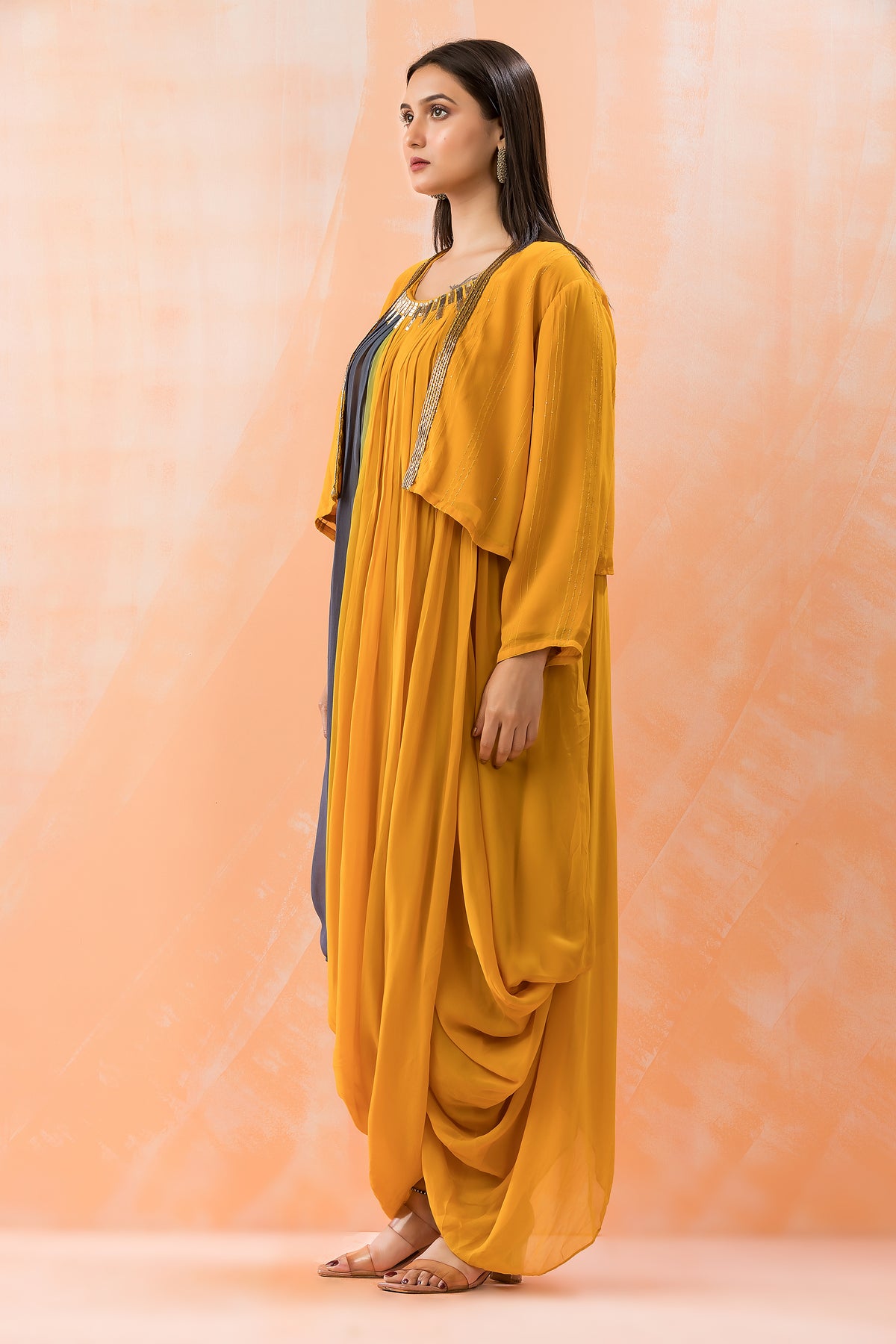 Designer Cowl Drape Dress