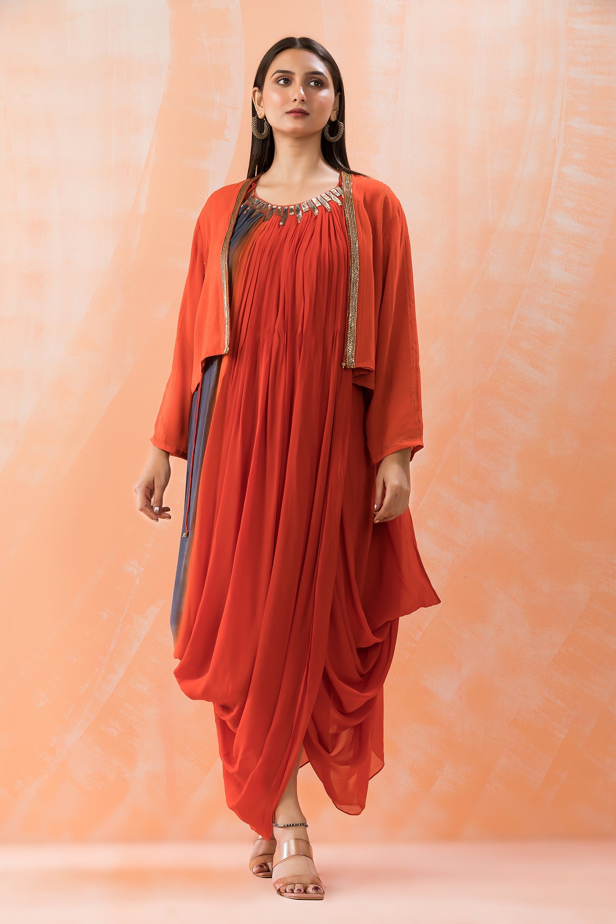 Designer Cowl Drape Dress