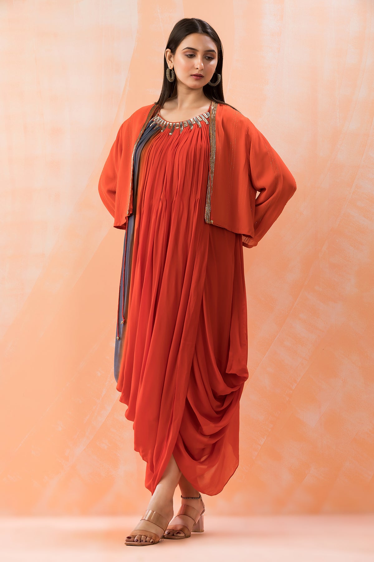 Designer Cowl Drape Dress