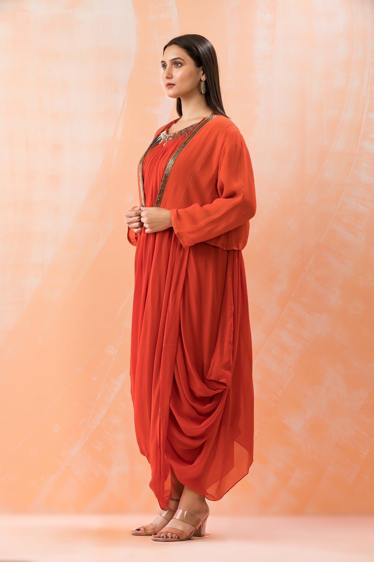 Designer Cowl Drape Dress