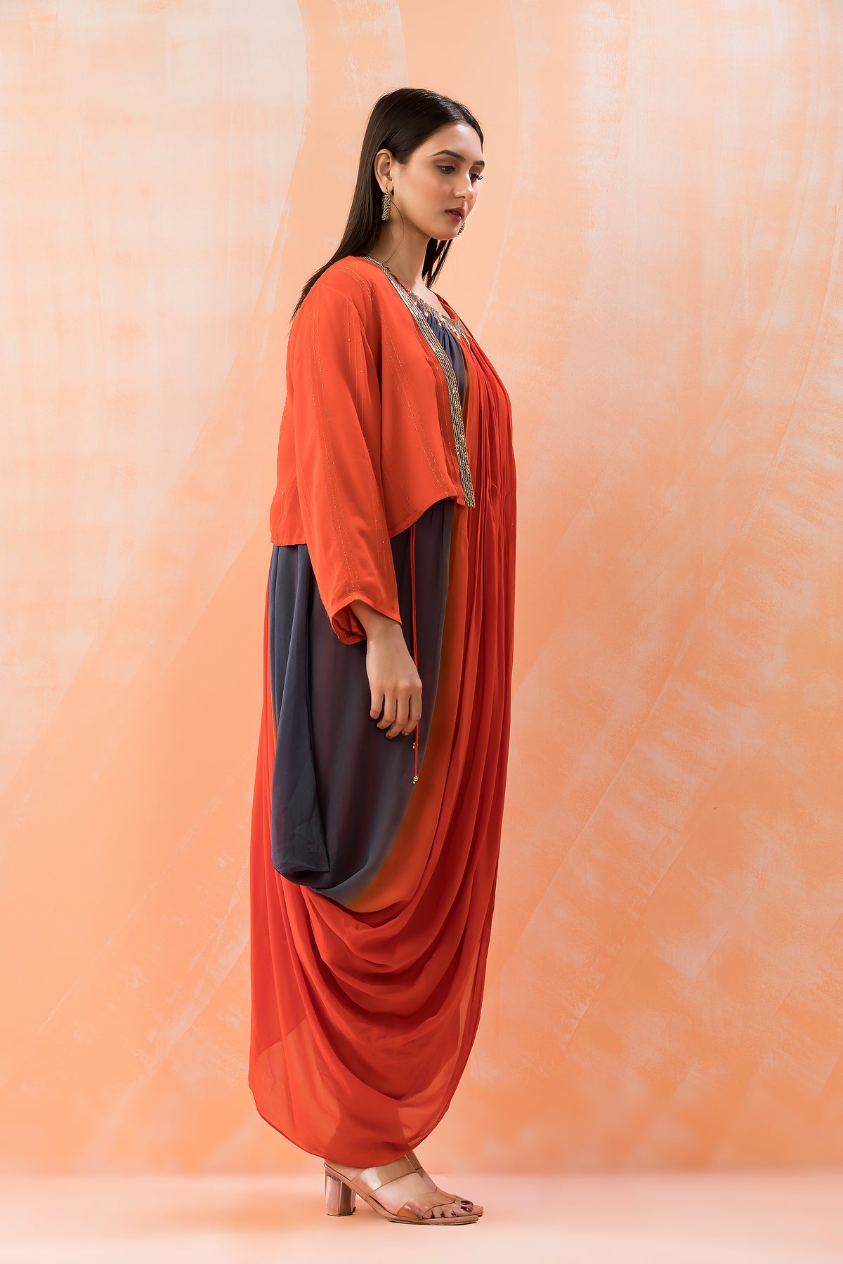 Designer Cowl Drape Dress